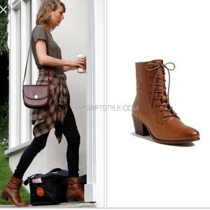 FRYE Courtney Lace Up Leather Boots with Zipper